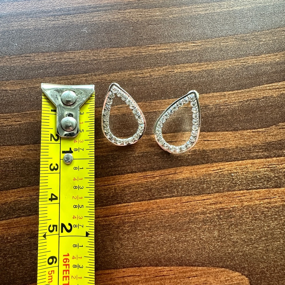 Rhinestone Teardrop Earrings - Picture 3 of 3